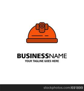 Helmet, Engineer, Building, Construction Business Logo Template. Flat Color