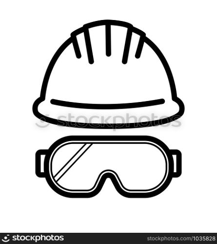 helmet glasses outline icon industrial security vector illustration. helmet glasses outline icon industrial security vector