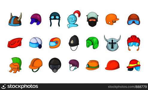 Helmet icon set. Cartoon set of helmet vector icons for your web design isolated on white background. Helmet icon set, cartoon style