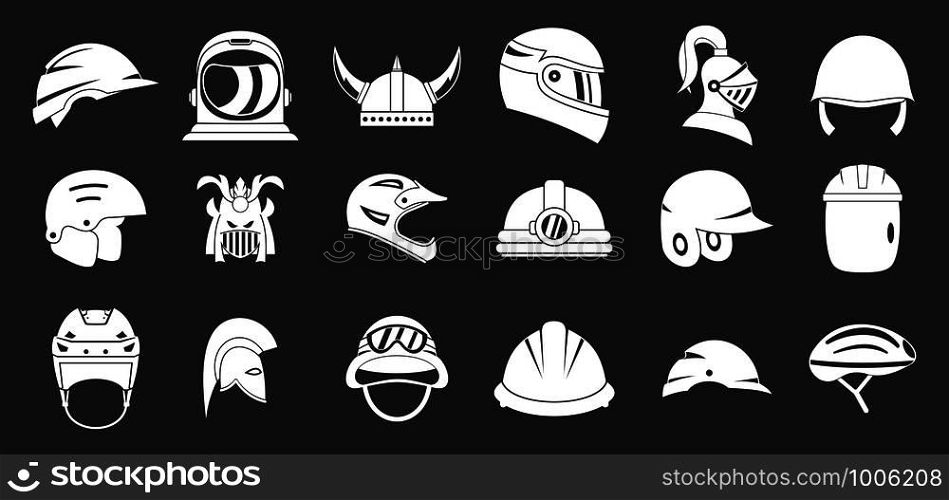 Helmet icon set vector white isolated on grey background . Helmet icon set grey vector