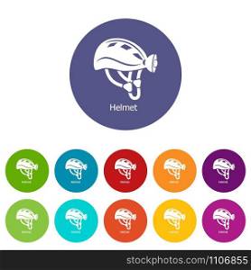 Helmet icons color set vector for any web design on white background. Helmet icons set vector color