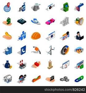Helmet icons set. Isometric style of 36 helmet vector icons for web isolated on white background. Helmet icons set, isometric style