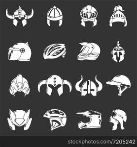 Helmet icons set vector white isolated on grey background . Helmet icons set grey vector