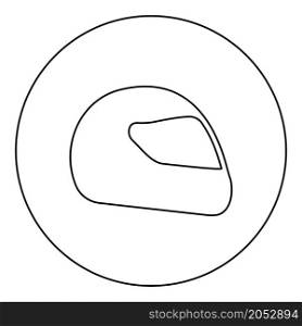 Helmet motorcycle racing sport icon in circle round black color vector illustration image outline contour line thin style simple. Helmet motorcycle racing sport icon in circle round black color vector illustration image outline contour line thin style