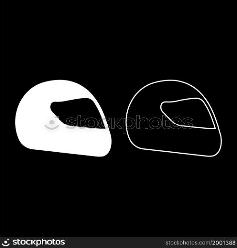 Helmet motorcycle racing sport icon white color vector illustration flat style simple image set. Helmet motorcycle racing sport icon white color vector illustration flat style image set