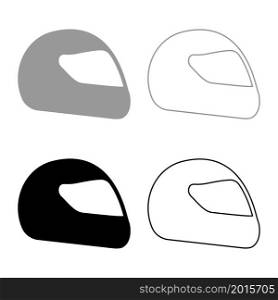 Helmet motorcycle racing sport set icon grey black color vector illustration image simple flat style solid fill outline contour line thin. Helmet motorcycle racing sport set icon grey black color vector illustration image flat style solid fill outline contour line thin