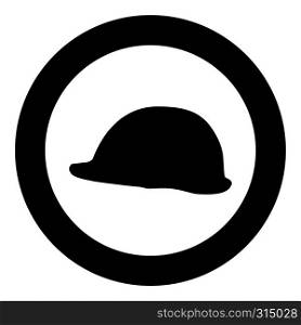 Helmet safe work at a construction site For safety work on construction icon black color vector in circle round illustration flat style simple image. Helmet safe work at a construction site For safety work on construction icon black color vector in circle round illustration flat style image