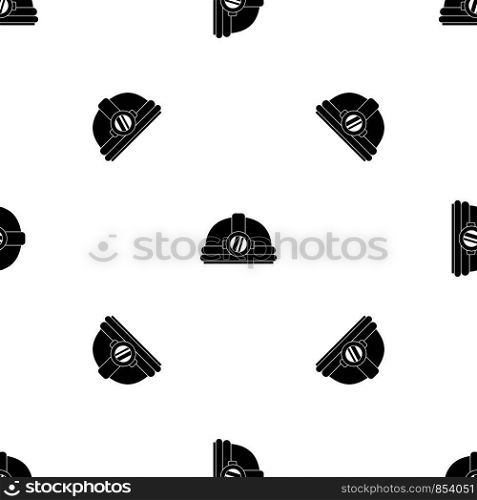 Helmet with light pattern repeat seamless in black color for any design. Vector geometric illustration. Helmet with light pattern seamless black