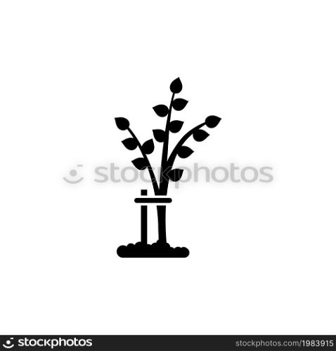Help and Support Disabled Tree, Care Plant. Flat Vector Icon illustration. Simple black symbol on white background. Help Plant, Support Disabled Tree sign design template for web and mobile UI element. Help and Support Disabled Tree, Care Plant Flat Vector Icon