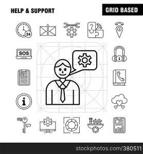Help And Support Line Icon for Web, Print and Mobile UX/UI Kit. Such as: Setting, Gear, Seo, Mobile, Information, Setting, Seo, Board, Pictogram Pack. - Vector