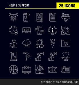 Help And Support Line Icon for Web, Print and Mobile UX/UI Kit. Such as: Setting, Gear, Seo, Mobile, Information, Setting, Seo, Board, Pictogram Pack. - Vector