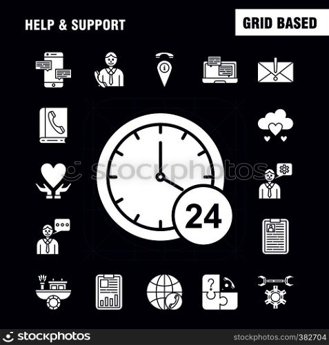 Help And Support Solid Glyph Icon for Web, Print and Mobile UX/UI Kit. Such as: Setting, Gear, Seo, Mobile, Information, Setting, Seo, Board, Pictogram Pack. - Vector