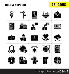Help And Support Solid Glyph Icon for Web, Print and Mobile UX/UI Kit. Such as: Setting, Gear, Seo, Mobile, Information, Setting, Seo, Board, Pictogram Pack. - Vector