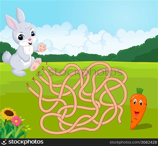 Help bunny to find way to carrot in the maze.