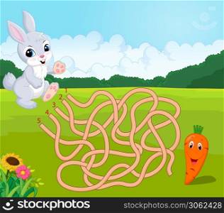 Help bunny to find way to carrot in the maze.