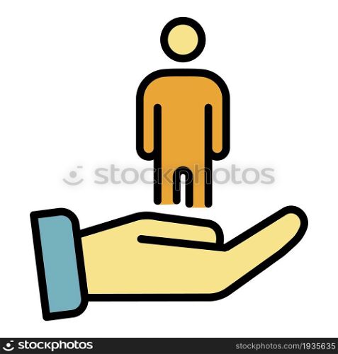 Help care man icon. Outline help care man vector icon color flat isolated. Help care man icon color outline vector