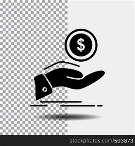 help, cash out, debt, finance, loan Glyph Icon on Transparent Background. Black Icon. Vector EPS10 Abstract Template background