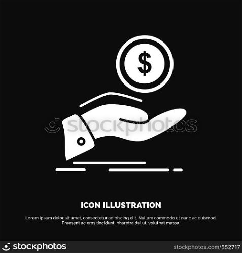 help, cash out, debt, finance, loan Icon. glyph vector symbol for UI and UX, website or mobile application. Vector EPS10 Abstract Template background