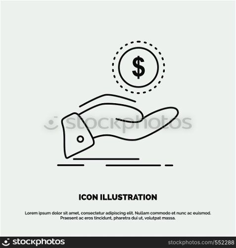 help, cash out, debt, finance, loan Icon. Line vector gray symbol for UI and UX, website or mobile application. Vector EPS10 Abstract Template background