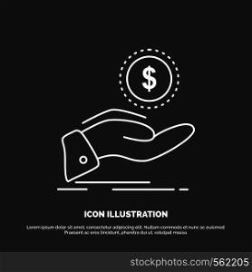 help, cash out, debt, finance, loan Icon. Line vector symbol for UI and UX, website or mobile application. Vector EPS10 Abstract Template background