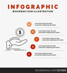 help, cash out, debt, finance, loan Infographics Template for Website and Presentation. Line Gray icon with Orange infographic style vector illustration. Vector EPS10 Abstract Template background