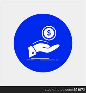 help, cash out, debt, finance, loan White Glyph Icon in Circle. Vector Button illustration. Vector EPS10 Abstract Template background