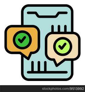 Help chat phone icon outline vector. Social review. Online marketing color flat. Help chat phone icon vector flat