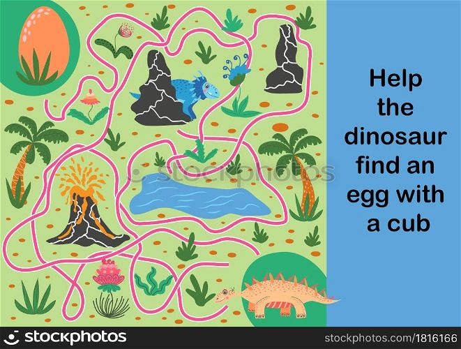 Help dino mom to find their egg - kid learning game with maze.. Help dino mom to find their egg - kid learning game with maze