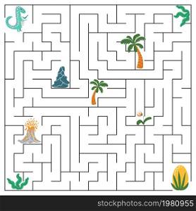 Help dinosaur find path to nest. Labyrinth. Maze game for kids.. Help dinosaur find path to nest. Labyrinth. Maze game for kids