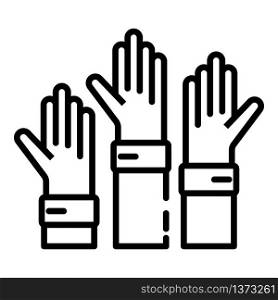Help hands icon. Outline help hands vector icon for web design isolated on white background. Help hands icon, outline style