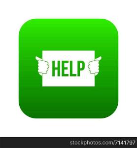 Help icon digital green for any design isolated on white vector illustration. Help icon digital green