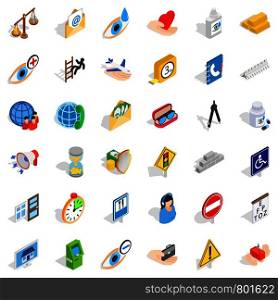 Help icons set. Isometric style of 36 help vector icons for web isolated on white background. Help icons set, isometric style