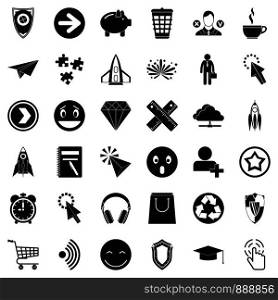 Help in internet icons set. Simple style of 36 help in internet vector icons for web isolated on white background. Help in internet icons set, simple style