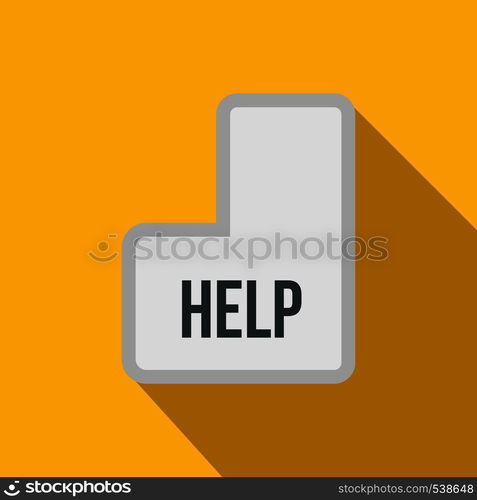 Help key icon in flat style on a yellow background. Help key icon, flat style