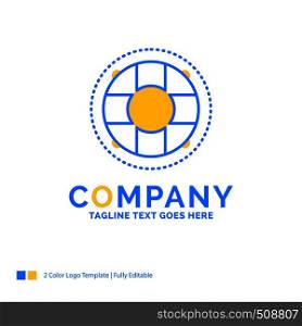 Help, life, lifebuoy, lifesaver, preserver Blue Yellow Business Logo template. Creative Design Template Place for Tagline.