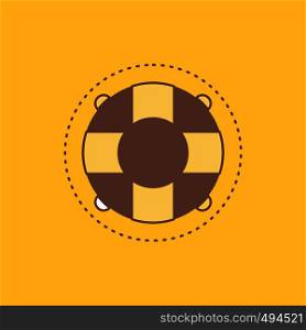 Help, life, lifebuoy, lifesaver, preserver Flat Line Filled Icon. Beautiful Logo button over yellow background for UI and UX, website or mobile application. Vector EPS10 Abstract Template background