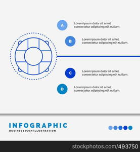 Help, life, lifebuoy, lifesaver, preserver Infographics Template for Website and Presentation. Line Blue icon infographic style vector illustration. Vector EPS10 Abstract Template background