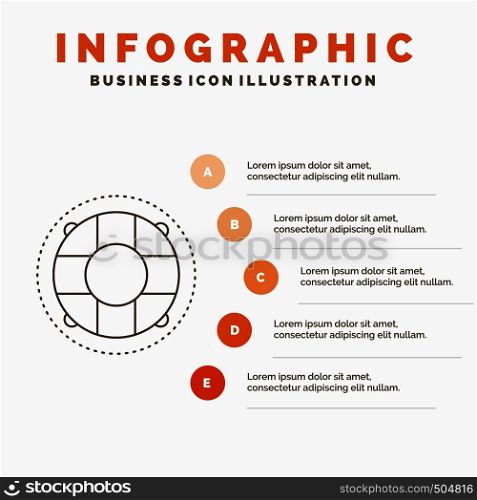 Help, life, lifebuoy, lifesaver, preserver Infographics Template for Website and Presentation. Line Gray icon with Orange infographic style vector illustration. Vector EPS10 Abstract Template background