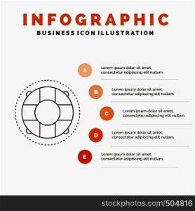 Help, life, lifebuoy, lifesaver, preserver Infographics Template for Website and Presentation. Line Gray icon with Orange infographic style vector illustration. Vector EPS10 Abstract Template background