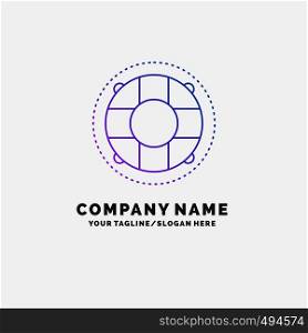 Help, life, lifebuoy, lifesaver, preserver Purple Business Logo Template. Place for Tagline. Vector EPS10 Abstract Template background
