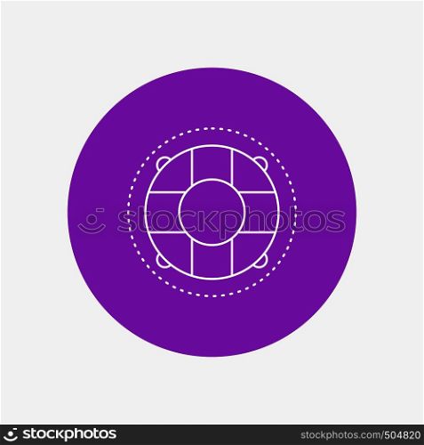 Help, life, lifebuoy, lifesaver, preserver White Line Icon in Circle background. vector icon illustration. Vector EPS10 Abstract Template background