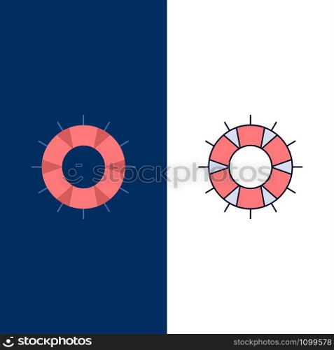 help, lifebuoy, lifesaver, save, support Flat Color Icon Vector