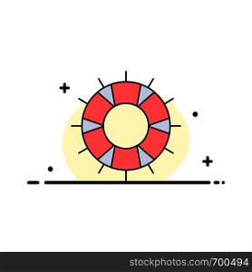 help, lifebuoy, lifesaver, save, support Flat Color Icon Vector