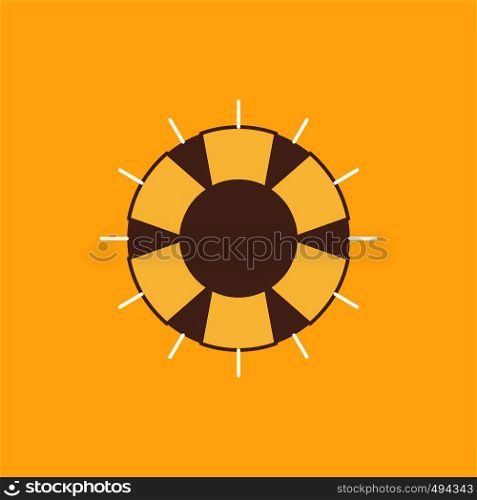help, lifebuoy, lifesaver, save, support Flat Line Filled Icon. Beautiful Logo button over yellow background for UI and UX, website or mobile application. Vector EPS10 Abstract Template background