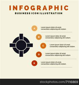 Help, Lifesaver, Support Solid Icon Infographics 5 Steps Presentation Background