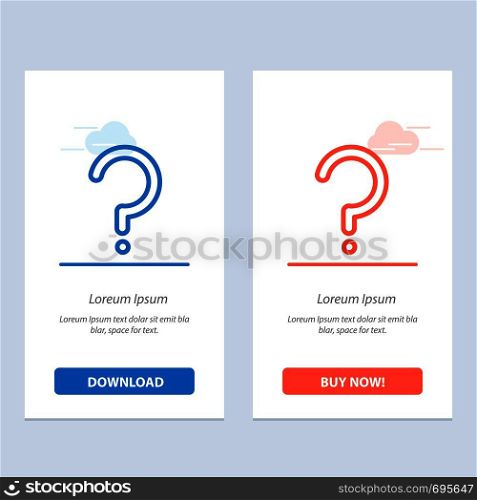Help, Question, Question Mark, Mark Blue and Red Download and Buy Now web Widget Card Template