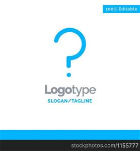 Help, Question, Question Mark, Mark Blue Solid Logo Template. Place for Tagline
