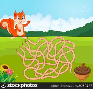 Help squirrel to find way to pinecone in the maze game