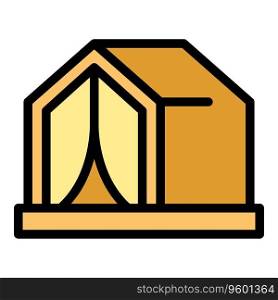 Help tent icon outline vector. Migrant refugee. War family color flat. Help tent icon vector flat