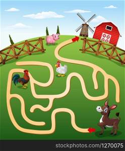 Help the donkey to find the farm